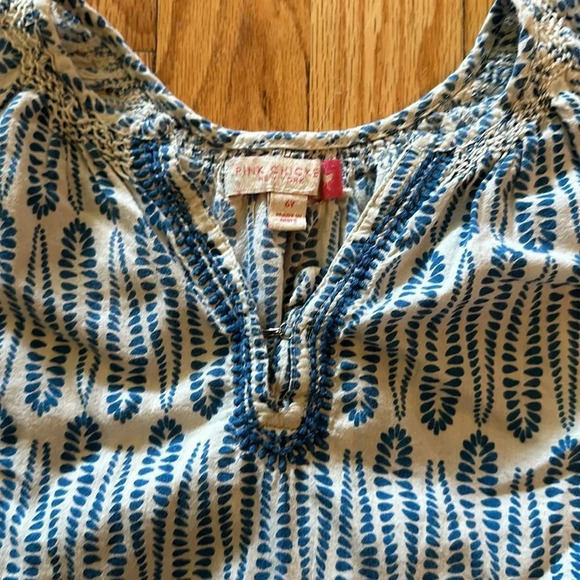 Pink Chicken New York 6 cotton made in India dress white blue great condition - Picture 2 of 6